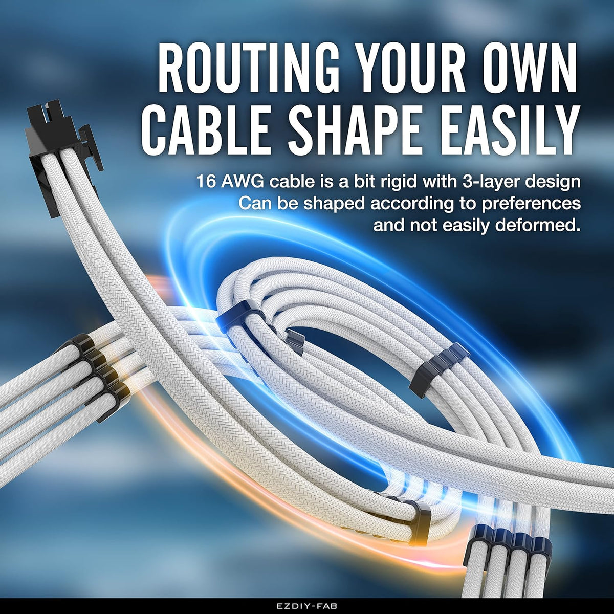 Sleeved Cable - Cable Extension for Power Supply with Extra-Sleeved 24-PIN 8-PIN 6-PIN 4+4-PIN with Combs- White