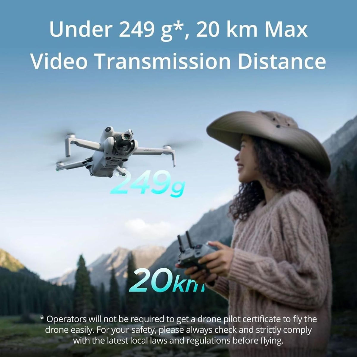 DJI Mini 4 Pro (DJI RC-N2), Drones with Camera for Adults 4K, under 0.549 Lbs/249 G, 34 Mins Flight Time, 20Km Max Video Transmission Distance, Omnidirectional Vision Sensing, Mini Drone for Beginners