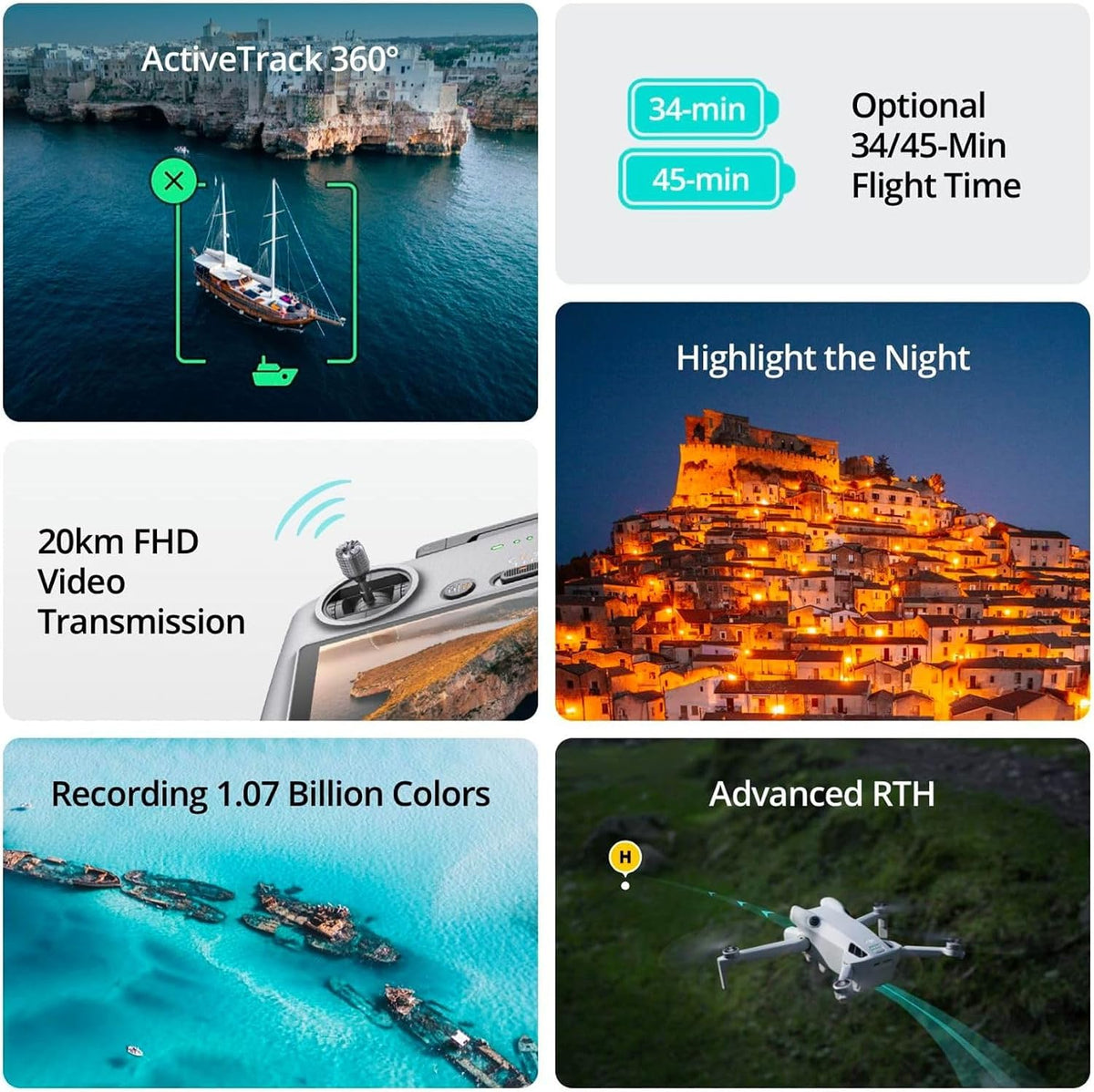 DJI Mini 4 Pro (DJI RC-N2), Drones with Camera for Adults 4K, under 0.549 Lbs/249 G, 34 Mins Flight Time, 20Km Max Video Transmission Distance, Omnidirectional Vision Sensing, Mini Drone for Beginners