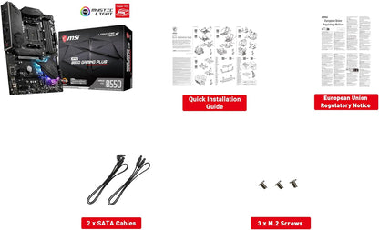 MSI MPG B550 Gaming plus Gaming Motherboard (AMD Ryzen 5000, AM4, DDR4, Pcie 4.0, SATA 6Gb/S, M.2, USB 3.2 Gen 2, HDMI/DP, ATX)