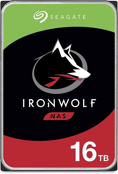 Seagate Ironwolf 16TB NAS Internal Hard Drive HDD – CMR 3.5 Inch SATA 6GB/S 7200 RPM 256MB Cache for Raid Network Attached Storage, with Rescue Service (ST16000VN001)