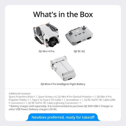 DJI Mini 4 Pro (DJI RC-N2), Drones with Camera for Adults 4K, under 0.549 Lbs/249 G, 34 Mins Flight Time, 20Km Max Video Transmission Distance, Omnidirectional Vision Sensing, Mini Drone for Beginners