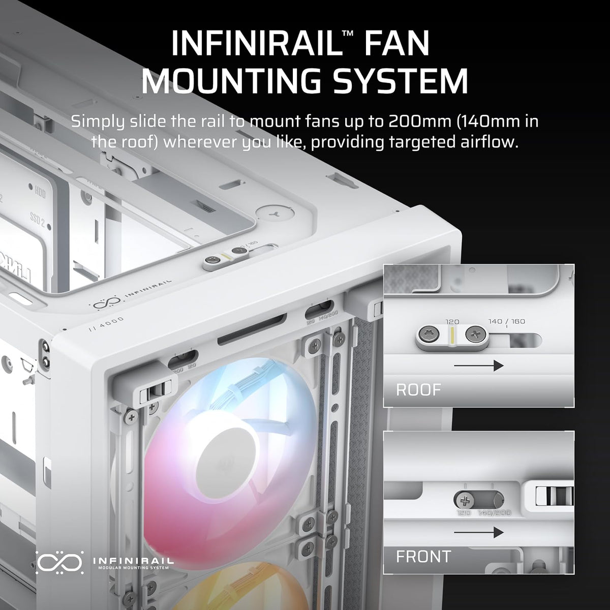 CORSAIR 4000D RS ARGB Frame Customizable Mid-Tower PC Case – White