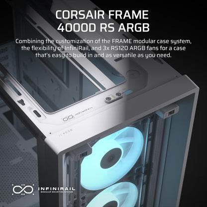 CORSAIR 4000D RS ARGB Frame Customizable Mid-Tower PC Case – White
