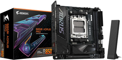 GIGABYTE B850I AORUS PRO AMD AM5 Mini-Itx Motherboard, Support AMD Ryzen 9000/8000/7000 Series, DDR5, 8+2+1 Power Phase, 2X M.2, Pcie 5.0, USB-C, WIFI7, 2.5Gbe LAN, Ez-Latch, 5-Year Warranty
