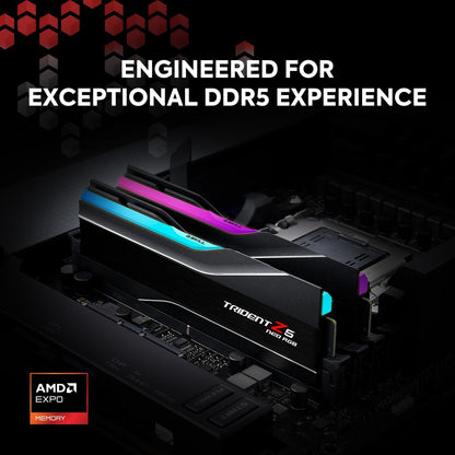 Trident Z5 Neo RGB Series DDR5 RAM (AMD EXPO) 32GB (2X16Gb) up to 6400Mt/S* CL32-39-39-102 1.40V Desktop Computer Memory U-DIMM - Matte Black (F5-6400J3239G16GX2-TZ5NR)
