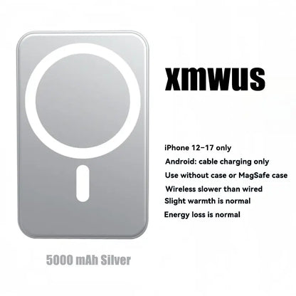 XMWUS 5000Mah Magnetic Portable Powerbank - Magsafe Case Compatible Compact Travel Charger, Wireless Charging for Iphone 12-18 Series, Cool Gift for Him (Teen Boy, Men, Adults), Gifts for Him,Techvibes